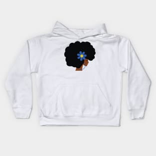 Big Curly Afro With Flower Kids Hoodie